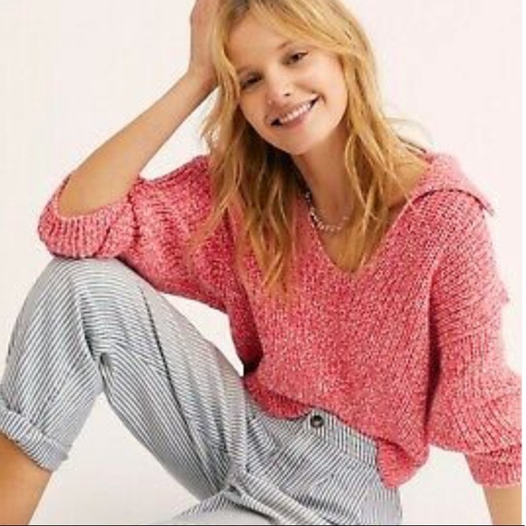 Free People Love This City Sweater in Pink/Red Marled (XS) - Picture 2 of 6